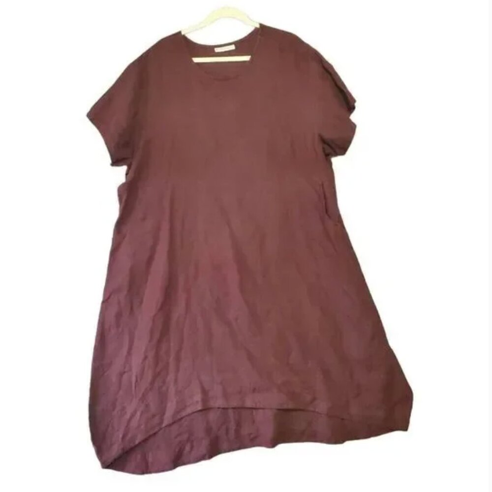 100% Linen Oversized High-Low Dress